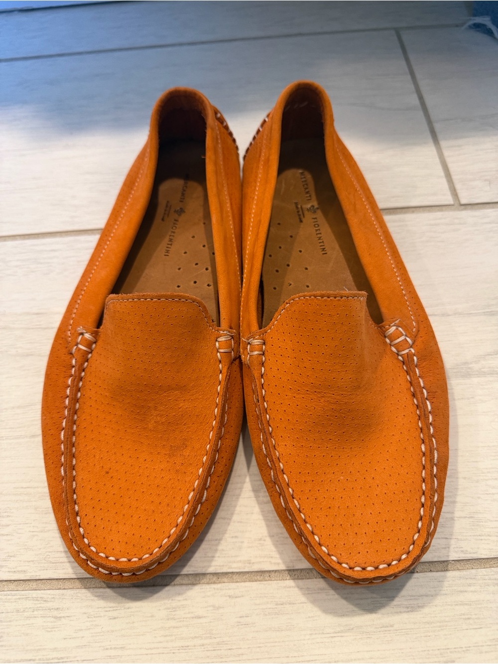 Mercanti Florentini Orange Suede Moccasin Loafers